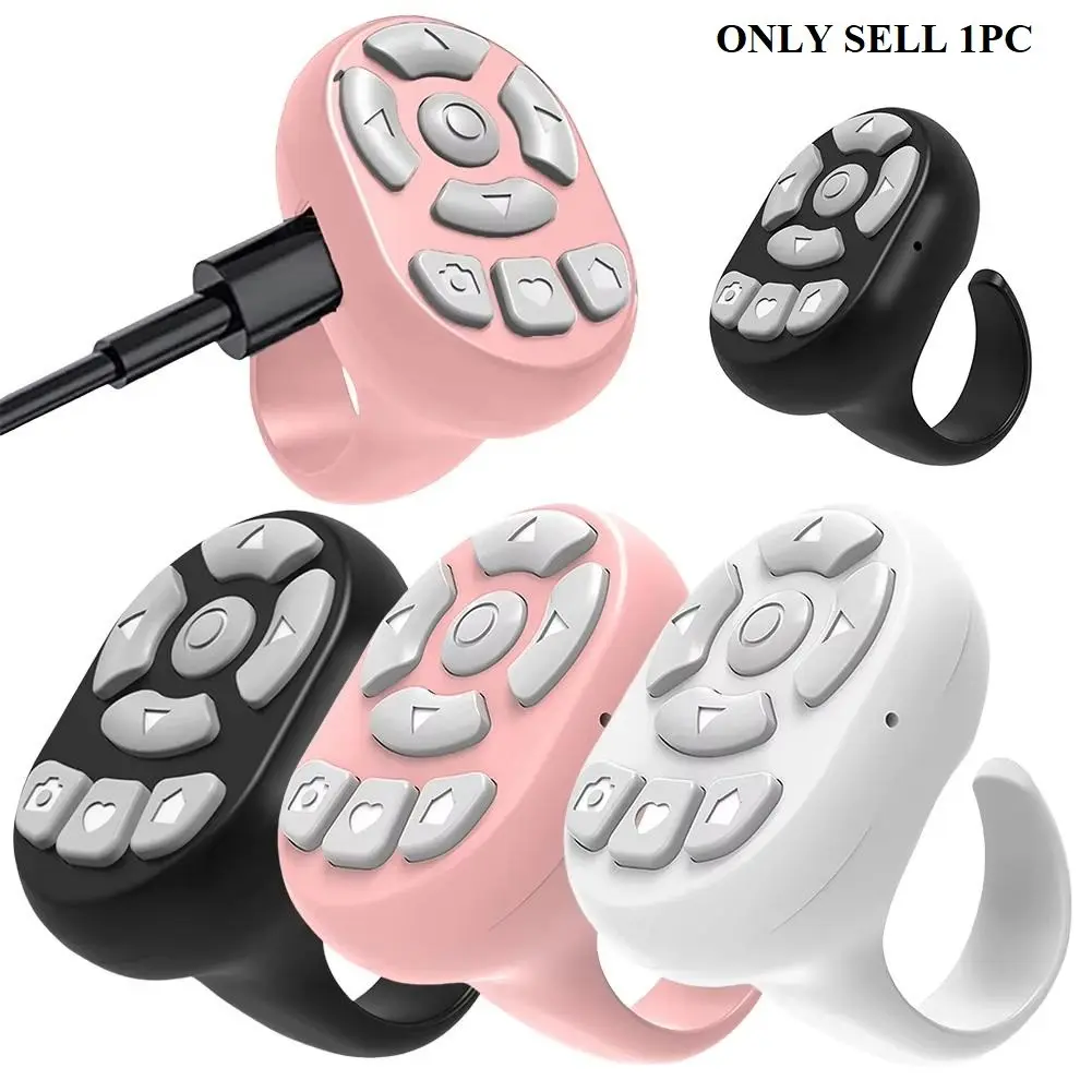 Multi-function BT Wireless Ring Remote Control Portable Fingertip Selfie Video Controller Automatic Page Turner Browsing For Phone Selfie Accessories Phone Accessory Compatible