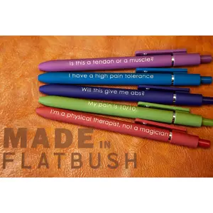 Physical Therapist Pens｜5 Laser Engraved Soft Touch Pens｜Therapy Gift | DPT Graduation | PT Assistant Made in Flatbush