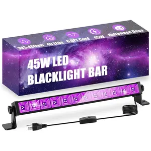 45W Black Light, LED Blacklight Bar with 6.6ft Cord, Glow in The Dark Light Up 28x28ft, for Glow Party, Neon Decoration, Body Paint, Fluorescent Poster, Birthday, Halloween, Bedroom neon black lights