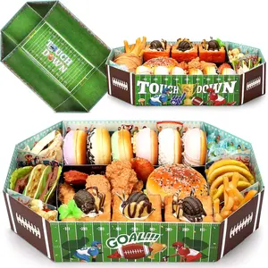 3 Pcs Football Party Supplies Set Football Stadium Tray Paper Food Serving Tray Snack Plate Complete Tailgate Stadium Bowl Kit for Birthday Party Celebration Table Centerpiece Favor