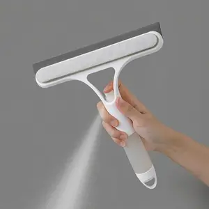 3 in 1 Window Cleaning Scraper Squeegee & Scrubber with Spray Multifunctional Household Cleaning Tool Car Windshield Cleaner Lightweight Silicone Microfiber Wipe