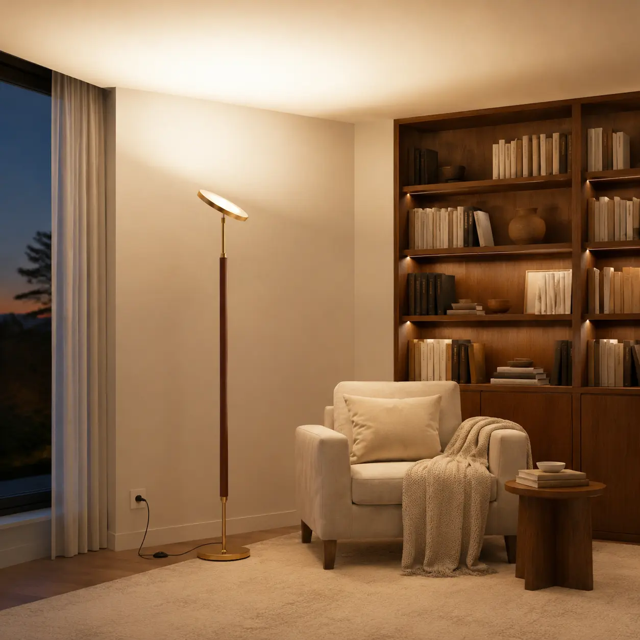 FULSUNT Wooden floor lamp，Dimmable Floor Lamps with remote control function，suitable for living room, bedroom, office, and reading space