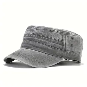 Flat Top Cap Men's Hat Spring Summer Washed Distressed Vintage Casual Baseball Cap Essential Versatile Outdoor Travel Hat, Suitable for Women