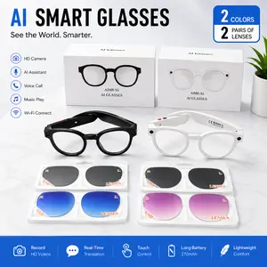 AI Smart Glasses Camera HD Video Recording Glasses with Audio, Real-Time Translation, Bluetooth Call & Music, AI Object Recognition, Touch Control, Wearable Camera Glasses for Men Women Travel Outdoor