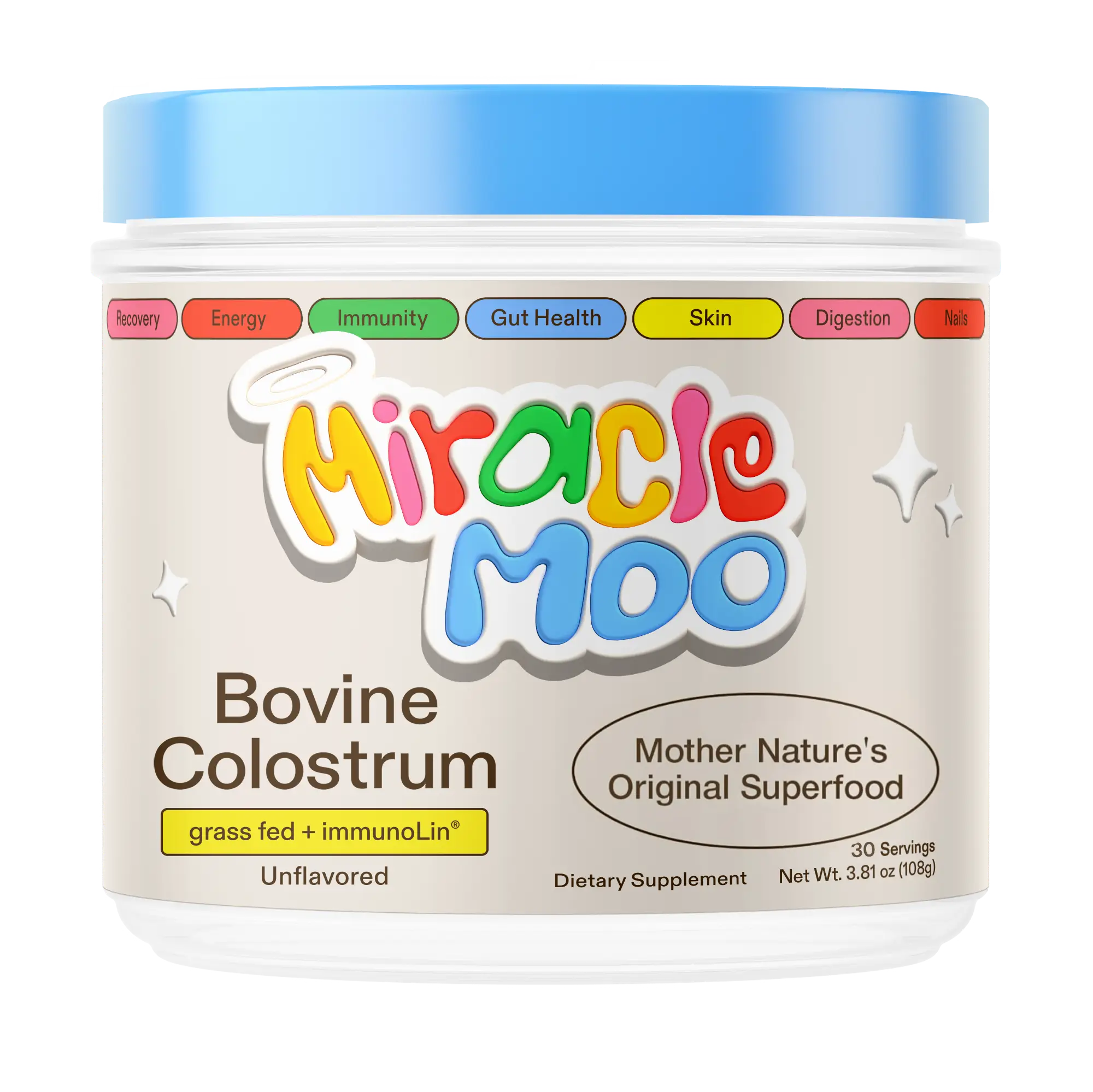 Miracle Moo Colostrum Powder | Unflavored | Grass-fed Colostrum with ImmunoLin