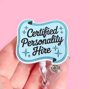 Glitter My Badge Certified personality hire badge reel for nurse and hospital workers. Badge clip Badge pull - Retractable swivel clip with a 360 rotation. Great gift for coworkers. Funny badge reels
