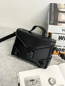 Men's Punk Style Solid Color Crossbody Bag, Fashionable PU Leather Shoulder Bag for Daily Used, Casual Trendy Versatile High-quality Daily Commuting Bag