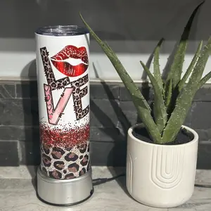 Love lips with leopard print 20oz 30oz sublimated tumbler
