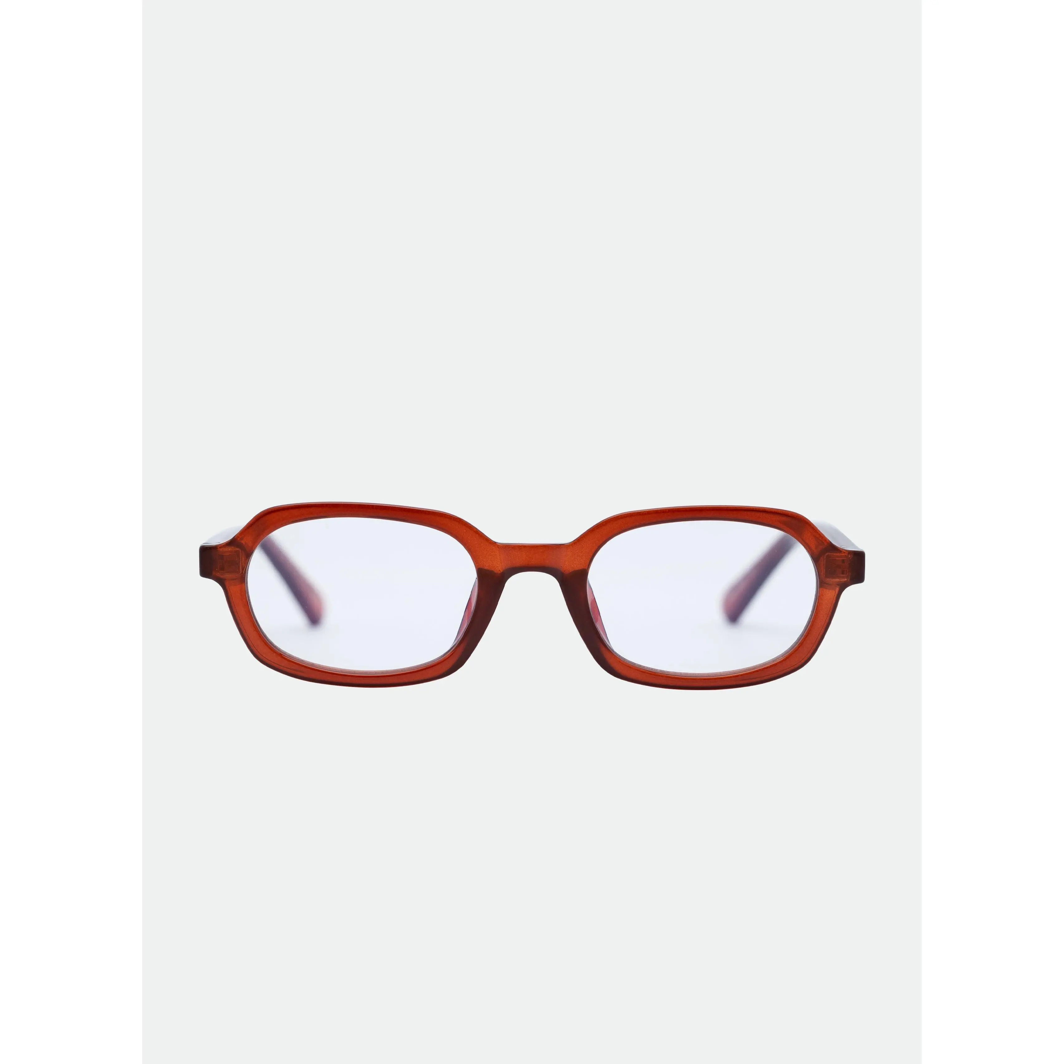 Blue Light Abby Hexagon Glasses - Transparent Maple Frame with Blue Light Filtering Lenses for Screen Protection & Comfort