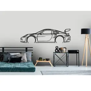 Porsche GT3 RS-Style Wall Art Iconic Track Car Silhouette Decor 3D Printed Modular Design for Car Enthusiasts