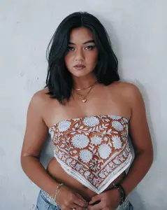 Chestnut Blossoms - Hand Block Printed Cotton Bandana