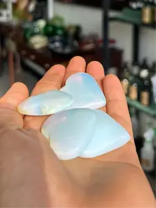 Opalite Heart - Emotional Clarity & Inner Light - Soft Soothing Magic - 1.5" Size - Perfect for Pockets Palm or Sacred Spaces - Energetically Cleared Reiki Charged - Beautiful Milky Glow with Blue Gold Flashes - Ideal for New Beginnings Calming Emotions