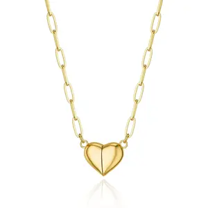 Cute Heart Necklace Tiny 14k Gold Heart Pendant Choker Necklaces Small Gold Love Open Heart Chain Necklace for Women Dainty Gold Necklace Gifts for Her