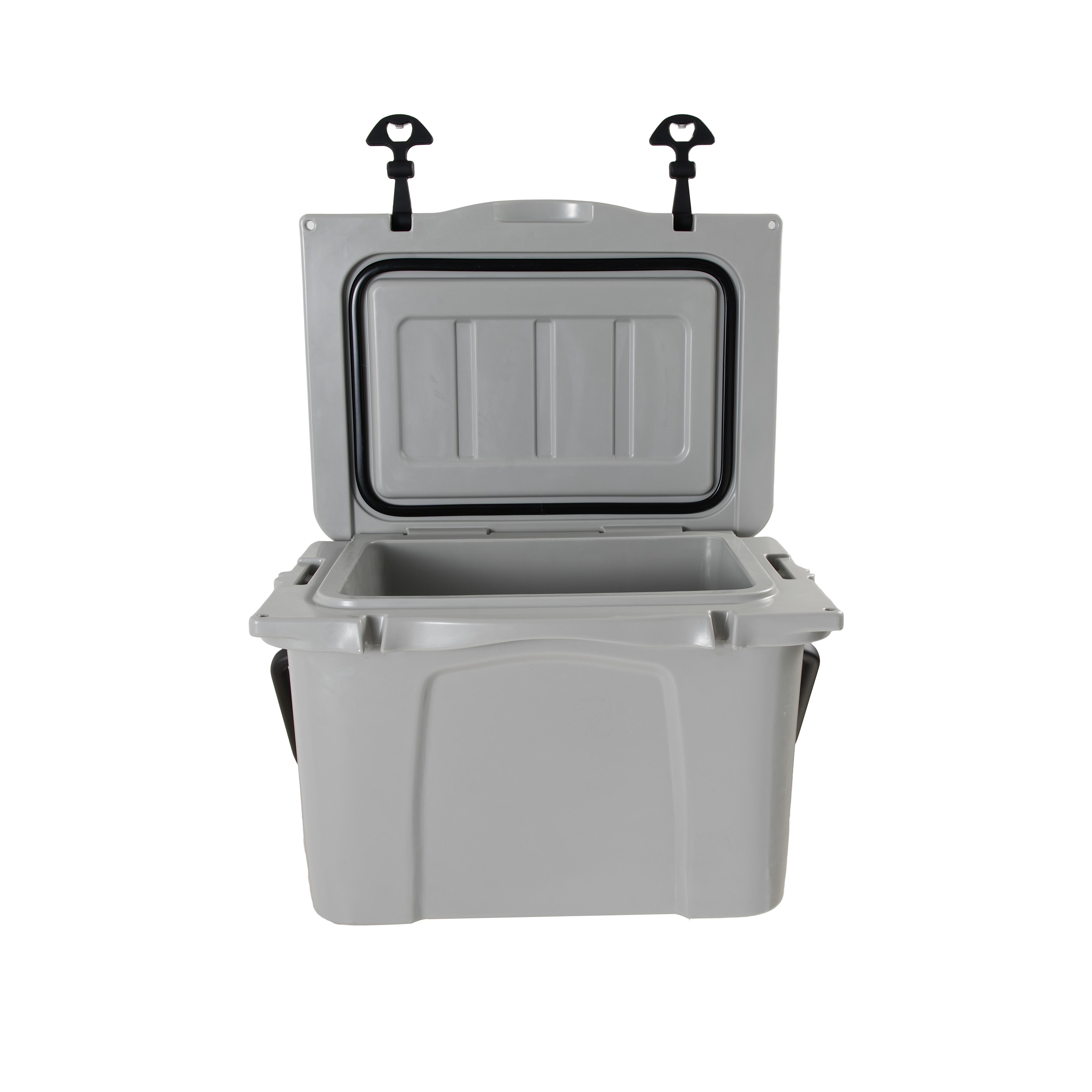 Dufominc 25QT Volume Sturdy Rotational Mold Insulated Hard Cooler with Ergo Handle, Large Size, Bottle Opener, Cup Holder, Forming Ruler, 5-7 Day Ice Retention for Camping, Beach, Travel