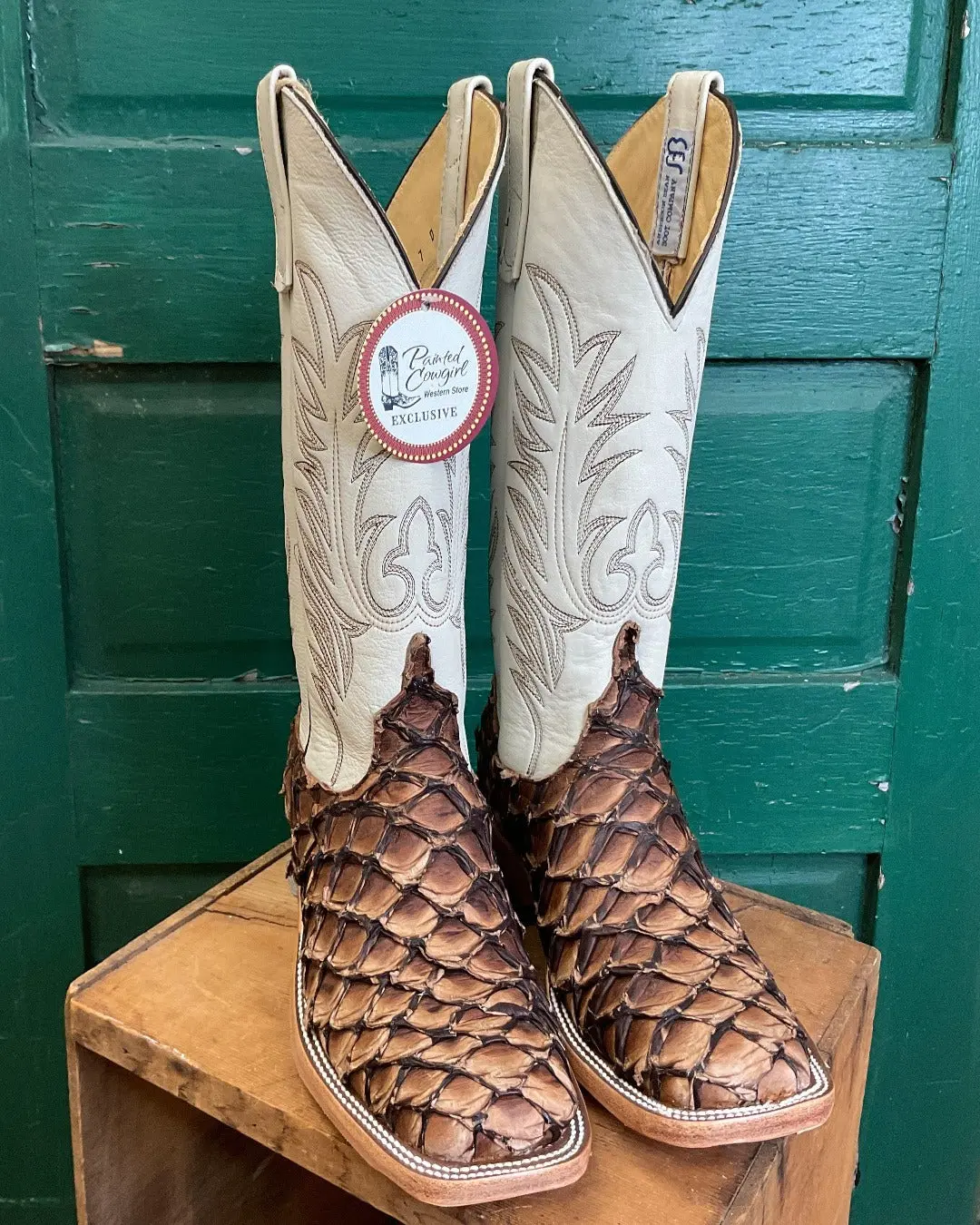 Anderson Bean Brown Big Bass Arapaima Cowboy Boots 333577