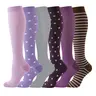 Women's 6-Pack Floral Knee-High Compression Socks for Adults, Moisture-Wicking Abrasion-Resistant Athletic Sleeves, All-Season Muscle Recovery Support, Running Accessories for Cycling Hiking