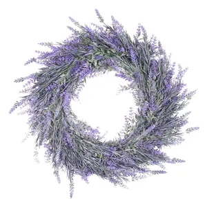 18" Artificial Lavender Wreath Fake Flower for Front Door Wall Farmhouse