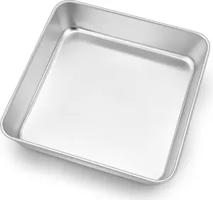 Square Cake Pan 9x9 Inch  Stainless Steel Baking Pan Lasagna Brownies Casseroles Silver Square Bakeware  Oven Cooking