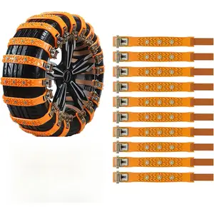 New Universal Car Snow Chains with Storage Bag and Tools, Tires 165-265 mm for Cars, Trucks, SUVs, Non-Slip Adjustable Winter Snow Chains (single row nail)