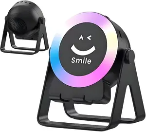 Bluetooth Speaker Phone Stand 5-in-1 Wireless Induction Audio Mobile/Tablet Holder with Power Bank Emergency Charging, LED Night Light, Adjustable Stand for iPhone & Android, Portable Desk Gadget Gift