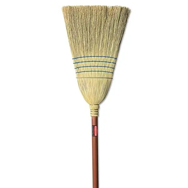Heavy-Duty Corn Broom, 1 1/8-Inch Wood Handle, Red, Indoor/Outdoor Broom