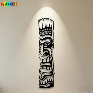 1pc Tiki Totem Metal Wall Art,Tribal Tiki Statue Mural, Ideal Gift for Halloween, Summer Party, Polynesian Decor Enthusiasts, Rust-Resistant Metal Wall Decor Wall Sculptures, Perfect for Patio Wall & Garden Fence, Bold Tropical Outdoor Decor