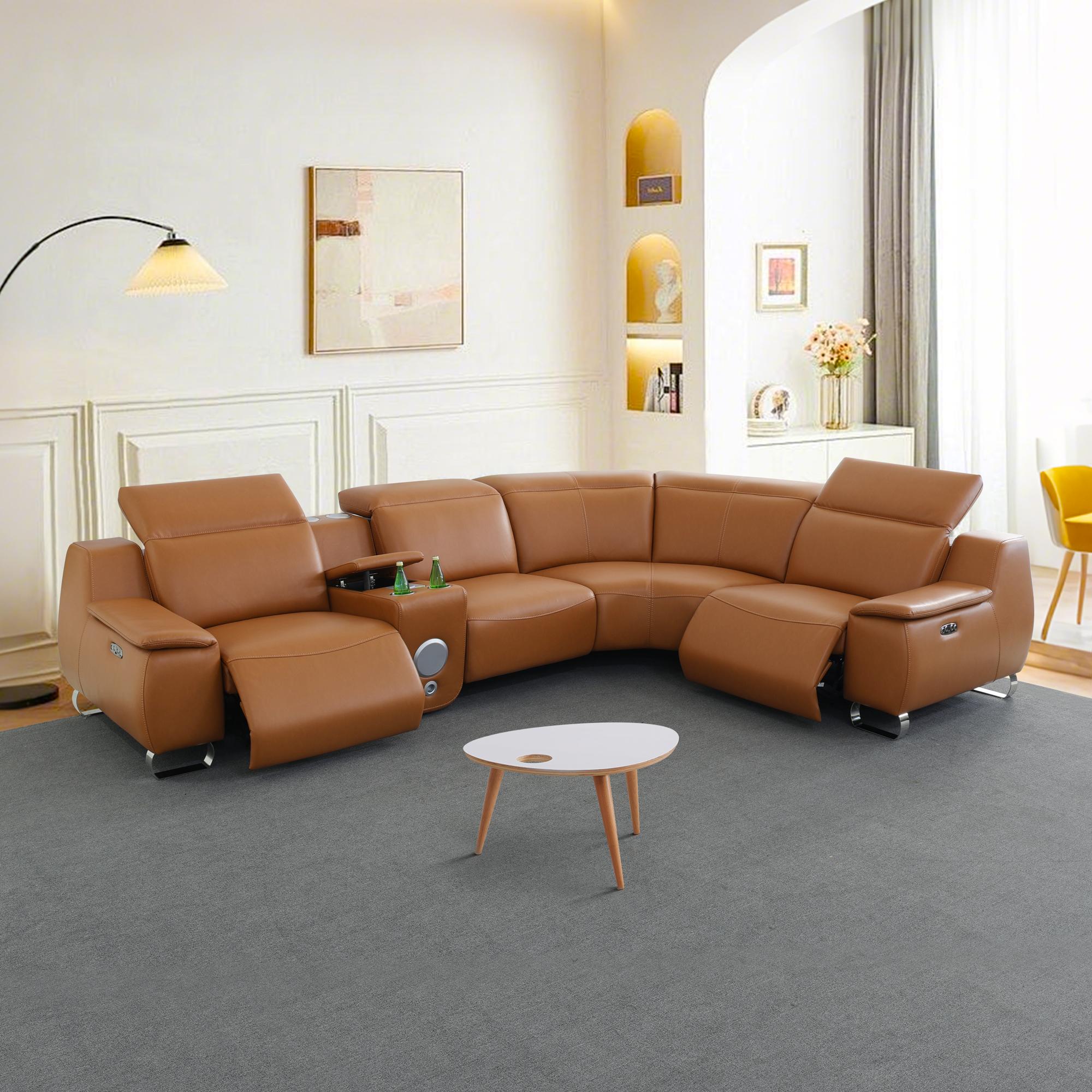 Power Recliner Sectional Sofa, L-Shaped Living Room Furniture Set,,Reclining Sectional Couch with Storage Console/Cup Holder for Living Room/House/Apt (5Seater)