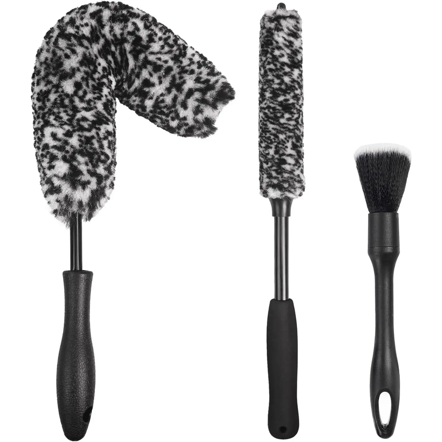 3 count Wheel Brush Kit for Cleaning Wheel and Tire, Wheel and Rim Brush,  Detailing Brushes, Bendable & Durable  Wheel Rim Cleaner Brush Set, Detailing Cleaning Brush Supplies Kit