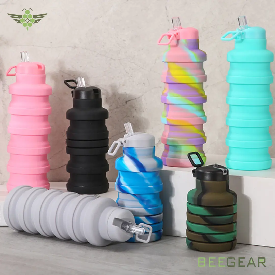 BEE GEAR Silicon Collapsible Bottle (LJ1004-B) - Foldable, Portable , Easy to Carry, Best for Travel, Camping, Cycling, School |