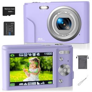 auto focus digital camera, 1 count full hd 1080p/48mp mini digital cameras with 32g memory card, compact portable camera, 16x zoom digital camera pictures for, photo camera, shoot cameras, pocket camera
