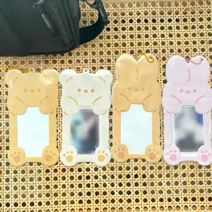 Rabbit Cat Bear PVC Card Holder, Cute Design, Waterproof Photo Card Protector for Fans, Clear Kpop Idol Toploader Collection, Work ID Protection Case