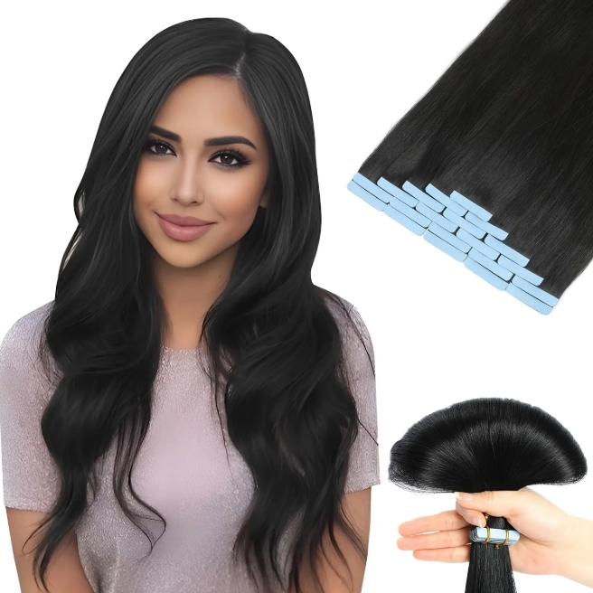 20Pcs 30g Seamless Tape-In Human Hair Extensions, Straight Skin Weft Remy Hair, Invisible & Natural Look, 12-28 Inch Lengths for Women