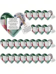 Vintage Prayer Scene Decoration, Mini Prayer Blanket with Cross Heart Pocket and Scripture Cloth, Christian Comfort Gift for Women, Mini Prayer Quilt