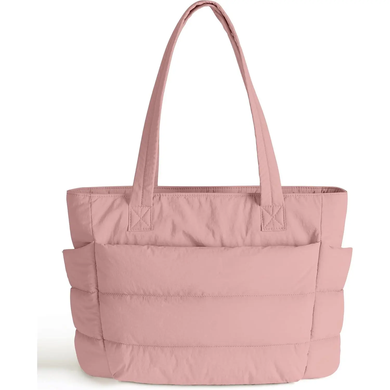 Puffer Tote Bag for Women-Large Work Tote Bags Quilted Lightweight Puffy Bags Shoulder Bag with Laptop Compartment