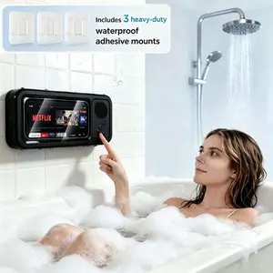Shower Speaker, 2026 New Shower Phone Holder, Wireless Bluetooth Speaker - IPX6 Rating, 360-degree Rotating Visible Shower Phone Mount, Suitable For Bathroom Tubs, Kitchen Walls, Mirrors, And All 4-6.8-inch Phones.
