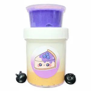 Hoshimi Slimes LLC Blueberry Cheesecake Handmade Scented Butter Slime with Snow Fizz Texture & Blueberry Aroma for Sensory Fun