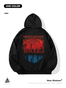 Stranger Things Graphic Print Hooded Sweatshirt, Casual Loose Fit with Pockets, Perfect for Home or Outdoor Wear