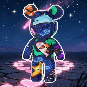 3600pcs Ocean World Lucky Bear 3D Puzzle Building Blocks Creative Decoration, Birthday/halloween/festive Gift, Perfect for Personal Use