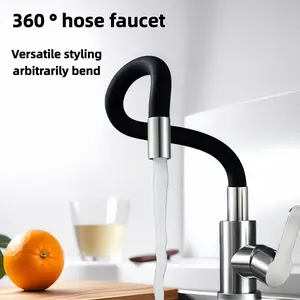 360 Rotation Silicone Brushed Abs Faucet, Cold Hot Kitchen Sink Basin Universal Splashproof Tap, Single Handle Ceramic Valve