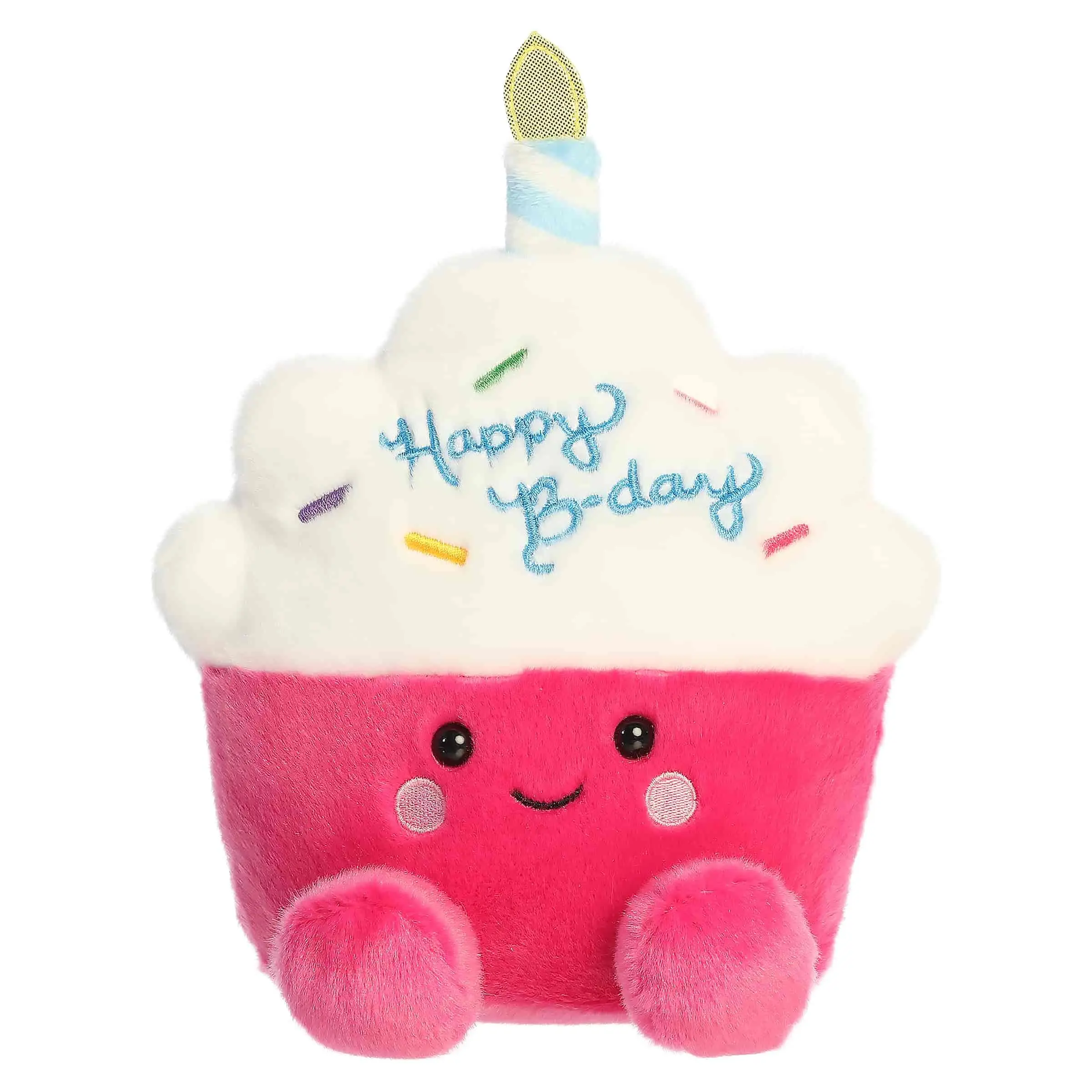 Aurora Adorable Palm Pals Party Sized Sparkle Birthday Cupcake Stuffed Animal - Fun Characters Now in Bigger Sizes - Perfect for Decorating Rooms and Birthday Gifts - Pink 7 Inches