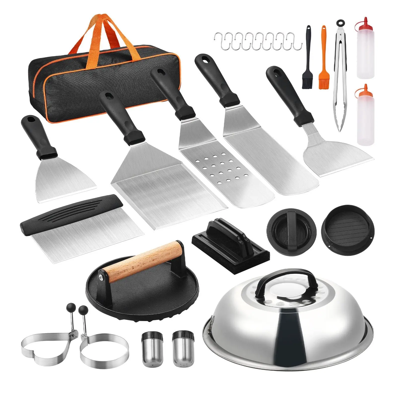 28-Piece Stainless Steel Flat-Top Griddle Tool Set