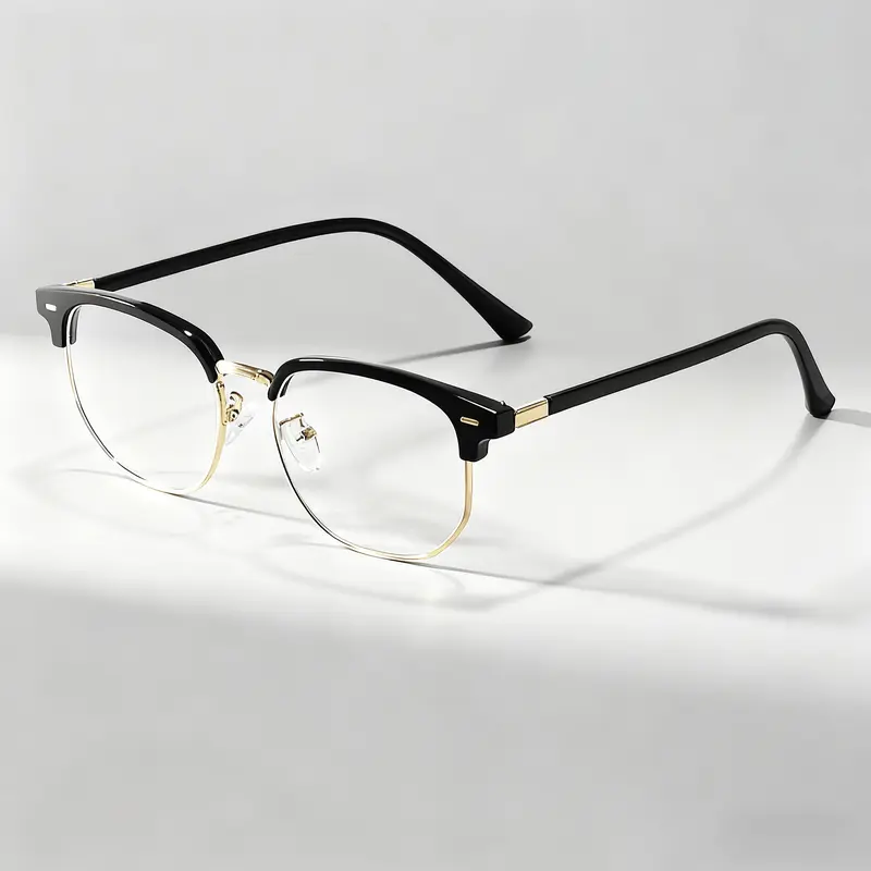 Simple Design Metal Frame Square Anti-Blue Light Eyeglasses: Minimalist Casual Stylish Frames for Daily Use, Eye Protection Glasses for Office & Everyday Wear