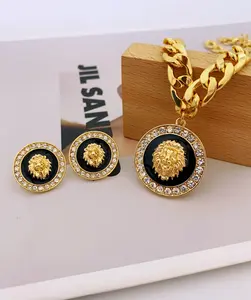 S13- Fashion Lion Head Necklace and Earrings Set For Women!