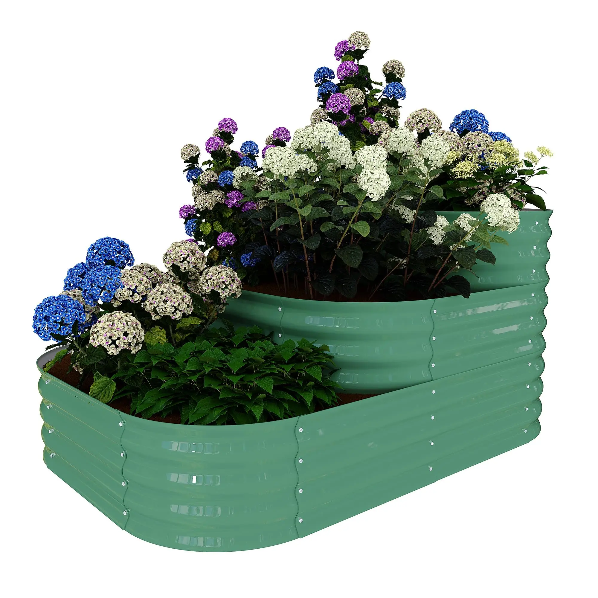 Garvee Galvanized Raised Garden Bed Kit - 61x42x31 in Outdoor Planter Box for Vegetables, Herbs, Flowers. Modular 3-in-1 Raised Garden Beds Outdoor with Open Base, Garden Box for Deep Root Growth, Green