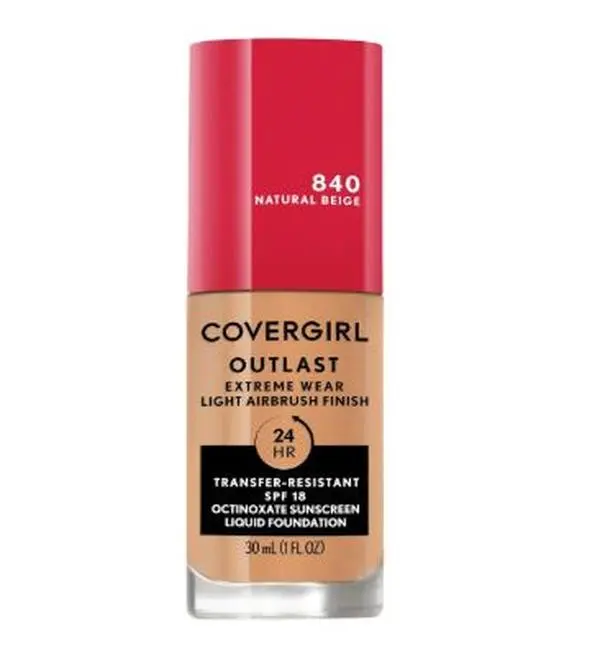Covergirl Outlast Extreme Wear 3-in-1 Full Coverage Liquid Foundation, SPF 18 Sunscreen, Natural Beige, 1 Fl. Oz.