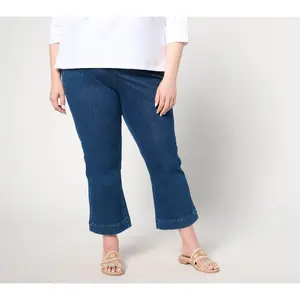 Isaac Mizrahi Live! Regular Knit Denim Crop Slim Boot Jeans