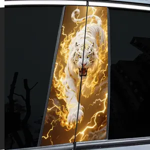 2 Pieces, Truck Car Decal, Car Decals, Car Pillar Sticker, Thunder and White Tiger's Rampage Impact Vinyl Sticker, Cartoon Theme Window Pillar Sticker, Self-Adhesive Waterproof Scratch-proof, Suitable for Glass, Metal, Plastic, Ceramic, Wood Surfaces