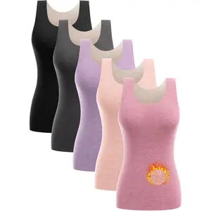 4/5 Pack Women's Fleece Lined Thermal Tank Tops Sleeveless Warm Base Layer Camisole Undershirt Vest