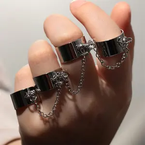 Hot Selling Bounce Di Trendy Chain Ring Set, Japanese and Korean Personalized Open Ring, Male and Female Same Style Index Finger Ring