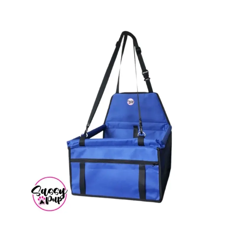 Blue Pet Car Booster Seat for Dog Cat Portable and Breathable Seat with Seat Belt Dog Carrier Safety Stable for travel with Clip on Leash and PVC Tube, Sold by SASSY PUP LLC